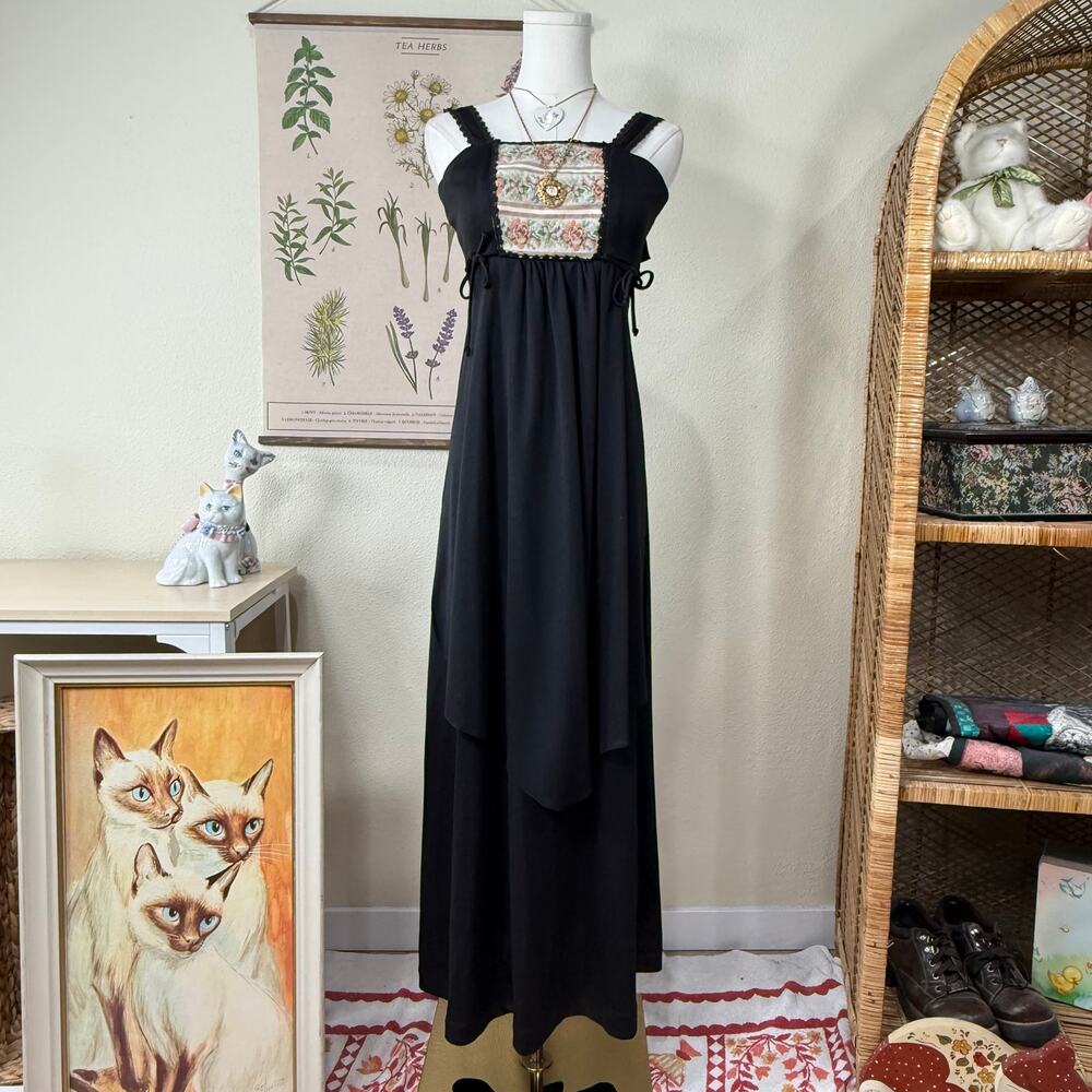 Vintage Floral Tapestry Dress Whimsigoth Witchy Romantic Goth Dark Coquette XXS